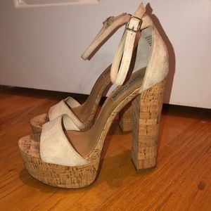 Steve Madden nude cork high heels